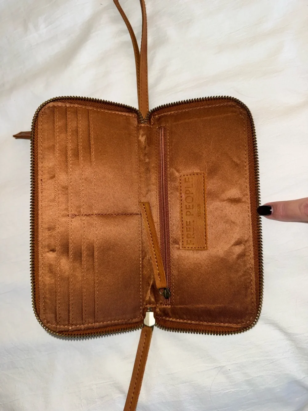 Free People Tan Leather Zip Wristlet Wallet - Picture 5 of 8